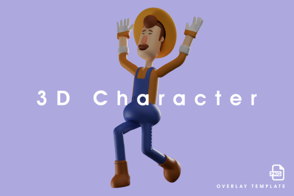 A Warm 3D Farmer with Joyful Expression