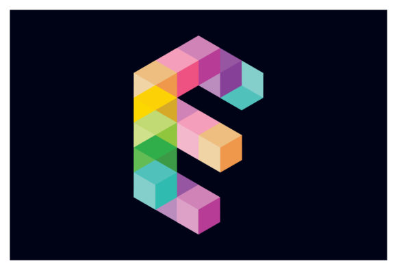E Letter 3D Shape Logo Icon Unique Sign
