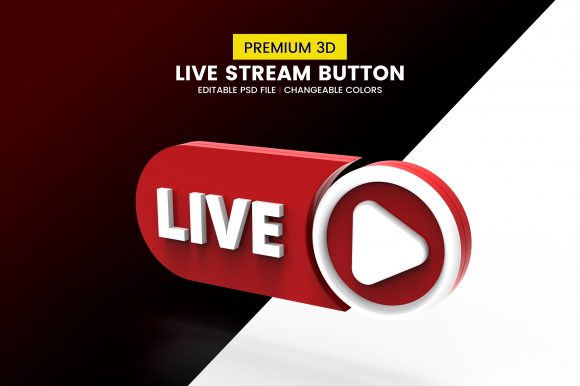 Elevate Your Live Stream with a Dynamic 3D Live Button Psd