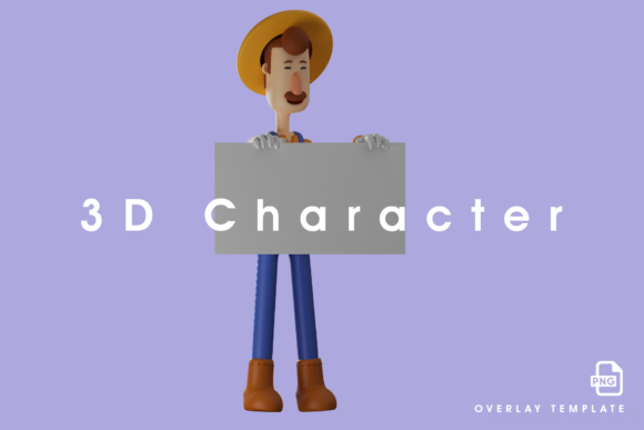 Farmer 3D Cartoon with Blank White Paper