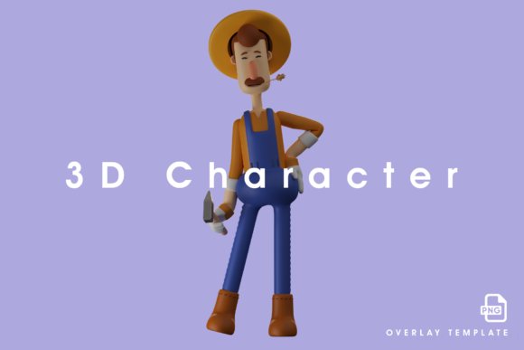 Funny 3D Farmer Cartoon with Cool Poses