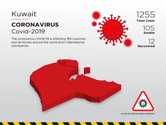 Kuwait Affected Country 3D Map for Pandemic Data