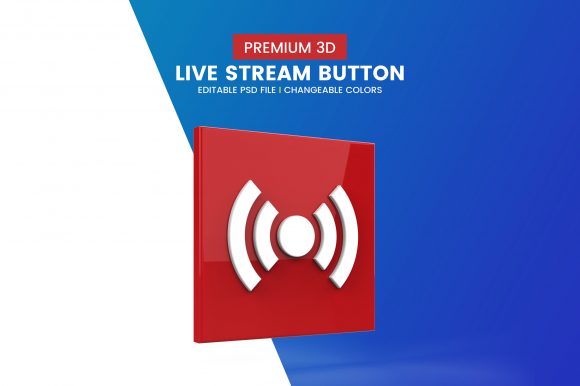 Live Streaming 3d Button Icon Badge