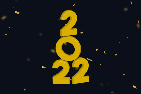 New Year 2022 Golden 3d Text Clip Art