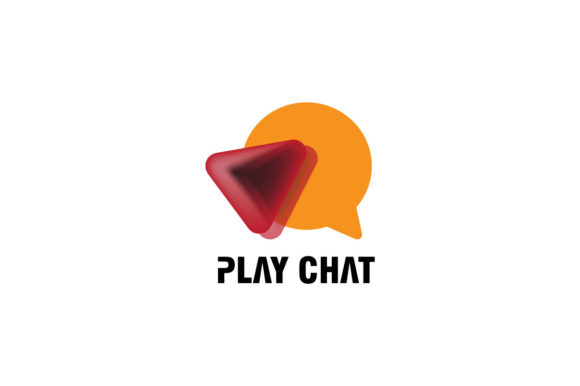 Play Chat Logo 3D Simple Social Media Vector