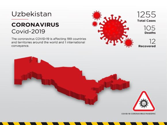 Uzbekistan Affected Country 3D Map for Pandemic Visuals