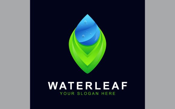 Water and Leaf Logo Design Template: A Fresh 3D Brand Identity