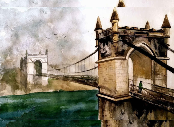 Watercolor Hand Drawn Scenic Bridge Town: A Comprehensive Evaluation for Design Professionals